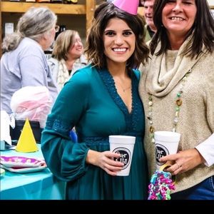Open back green dress